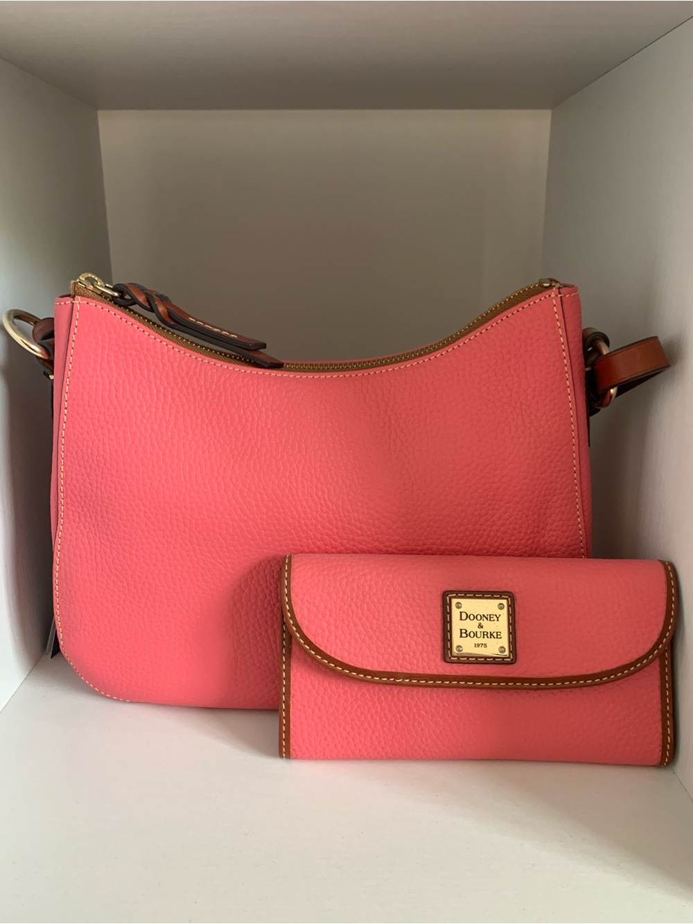 Dooney & Bourke Bubble Gum Leather Hobo Bag with Matching Wallet